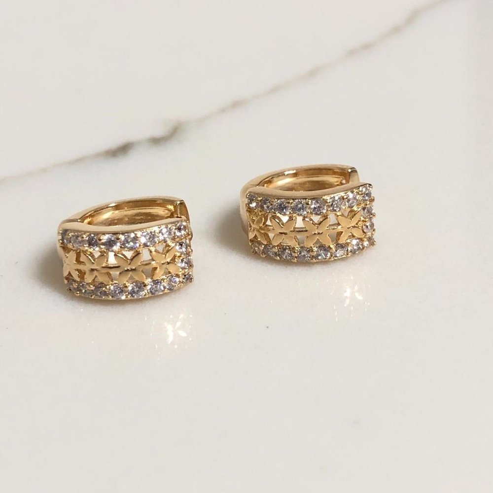 18k Gold Filled Huggie Earrings - Picture 3 of 3